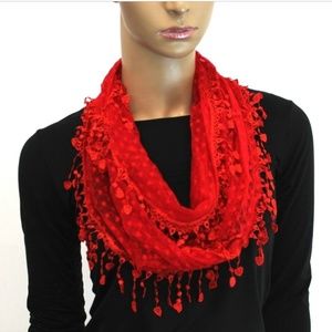NWT Valentine's Day Red Scarf w/ Hearts!